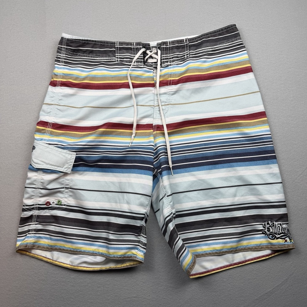 Hecho de Billabong Board Shorts Men's Sz 36 Multi Color Striped Mexican Blanket